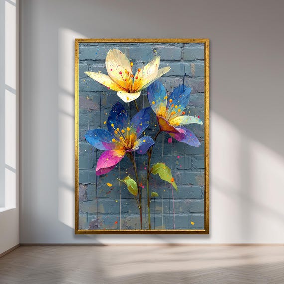 Graffiti Flower Canvas Colorful Wall Art Abstract Floral Street Print