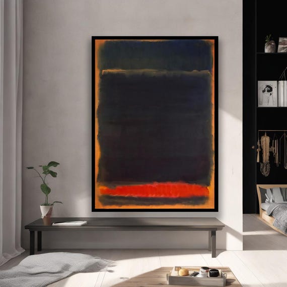 Rothko Style Black Red Abstract Canvas Modern Minimal Wall Art