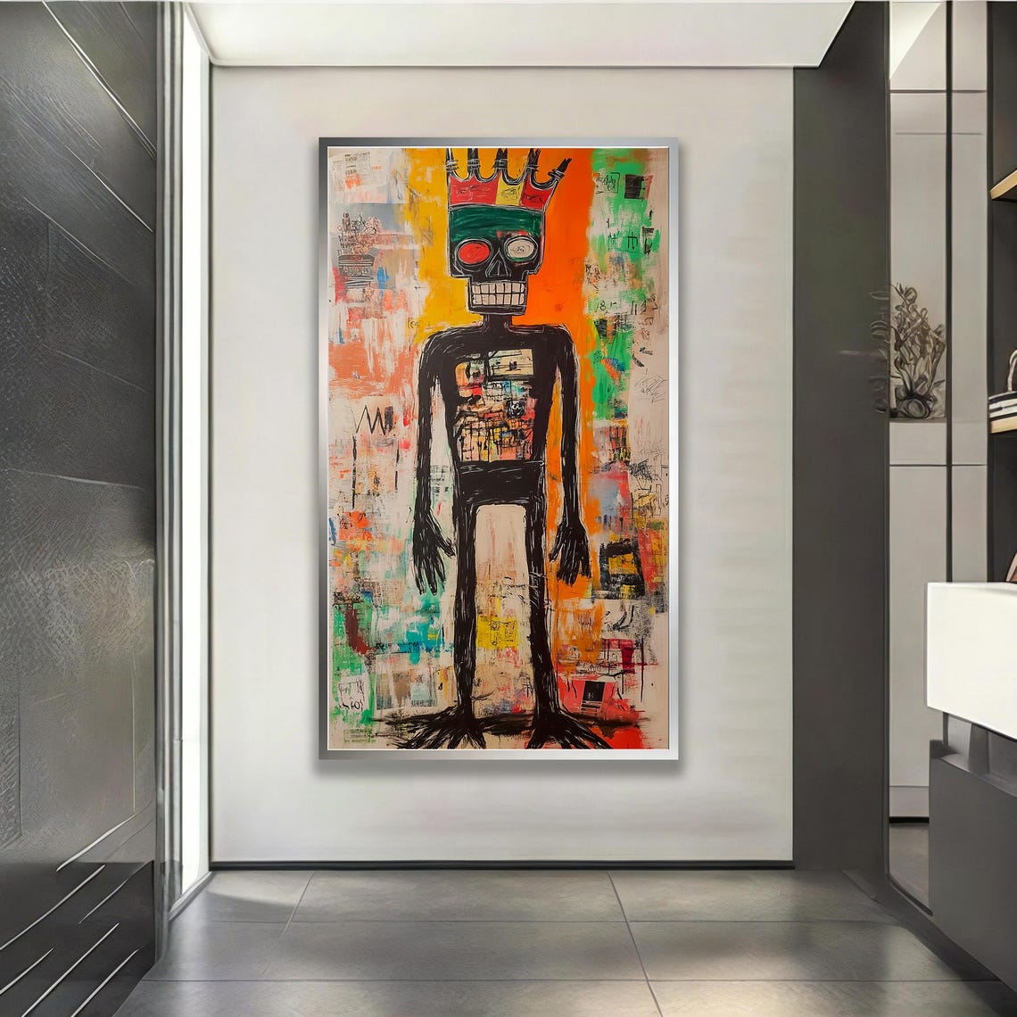 Basquiat Style Crown Skull Figure Abstract Urban Pop Art Poster