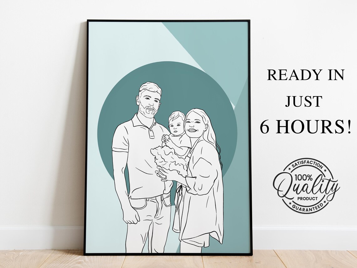Custom Couple Line Art From Photo, Personalized Art Print