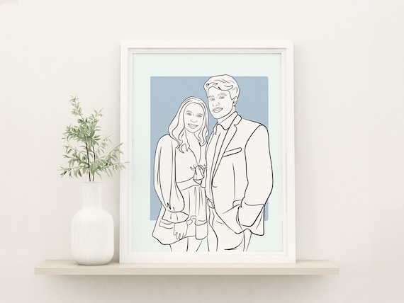 Custom Couple Line Drawing Personalized Art Print