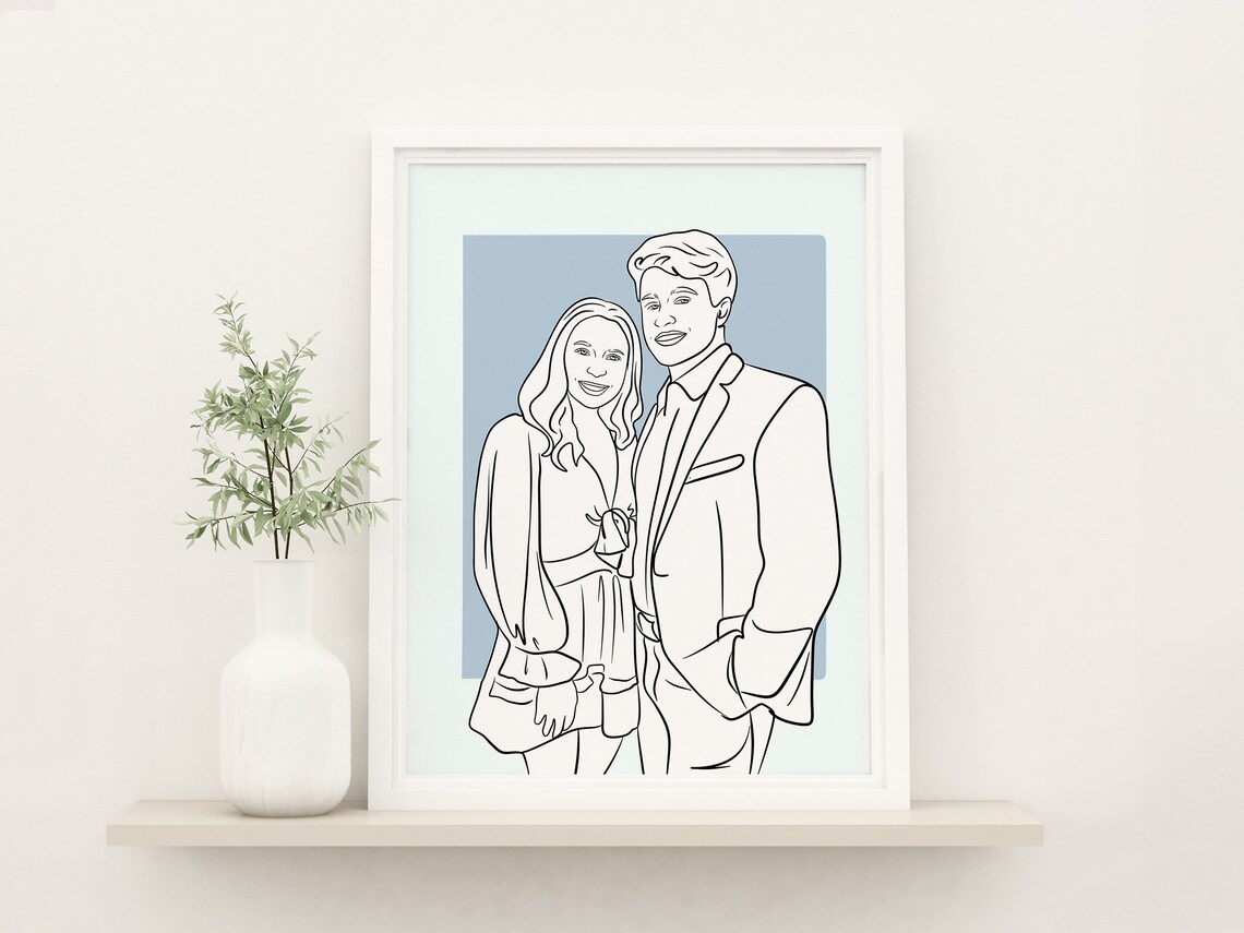 Custom Couple Line Drawing Personalized Art Print