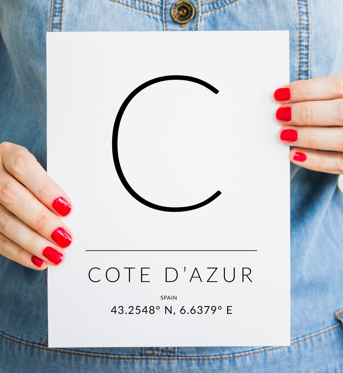 Cote d'Azur GPS Coordinates Minimalist Typography Gift Poster