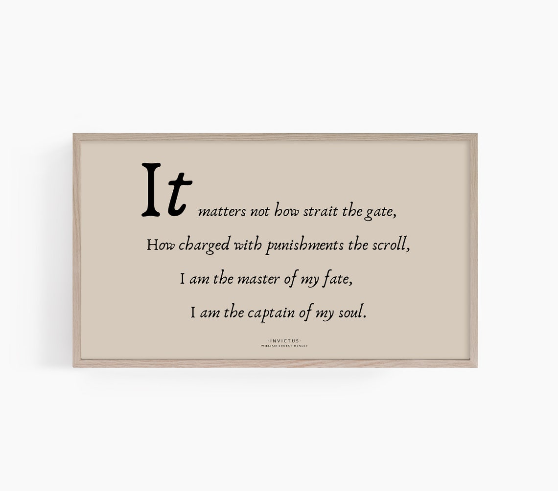 Invictus William Ernest Henley Poem Quote Captain Of My Soul Poster