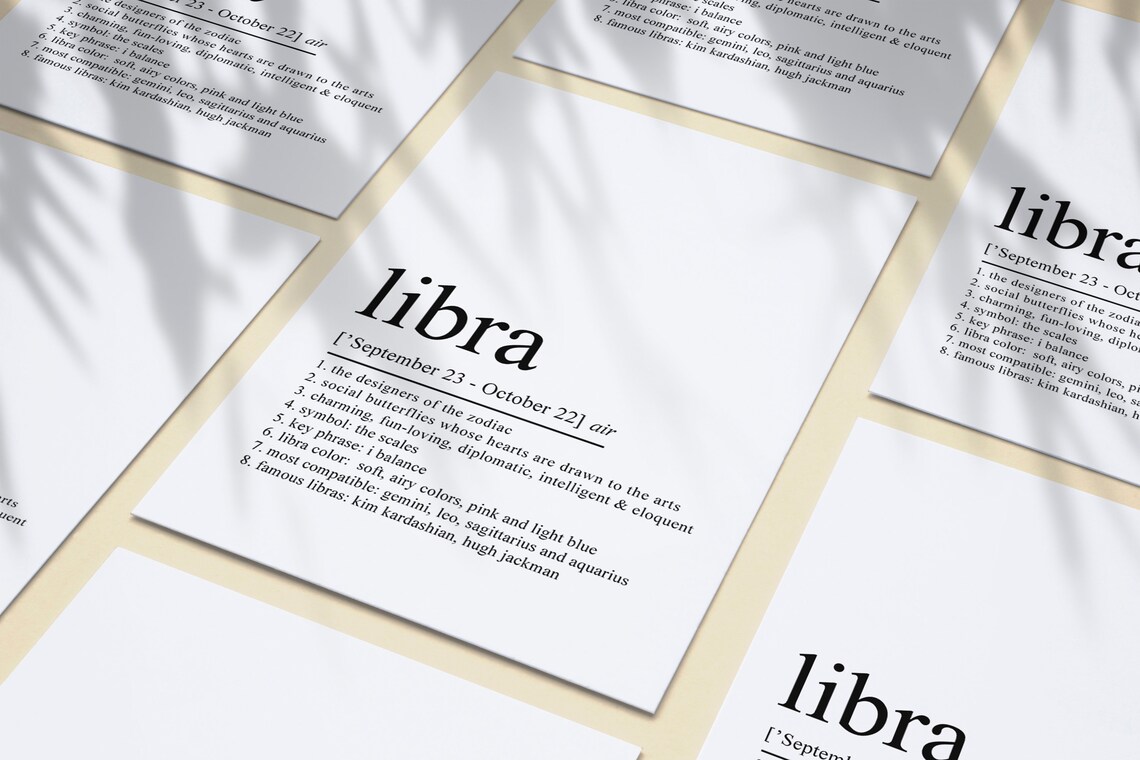 Libra Definition Poster, Zodiac Gifts Art Print - Image 2