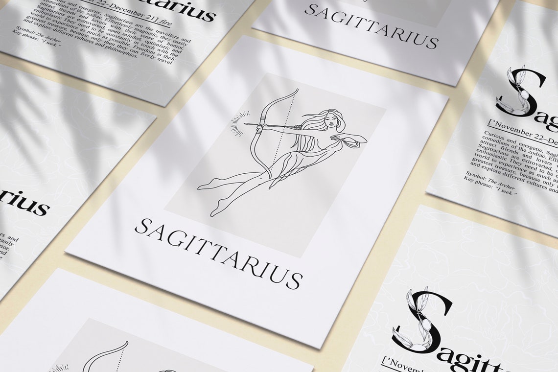 Sagittarius Zodiac Archer Woman Drawing Minimal Line Art Poster - Image 4