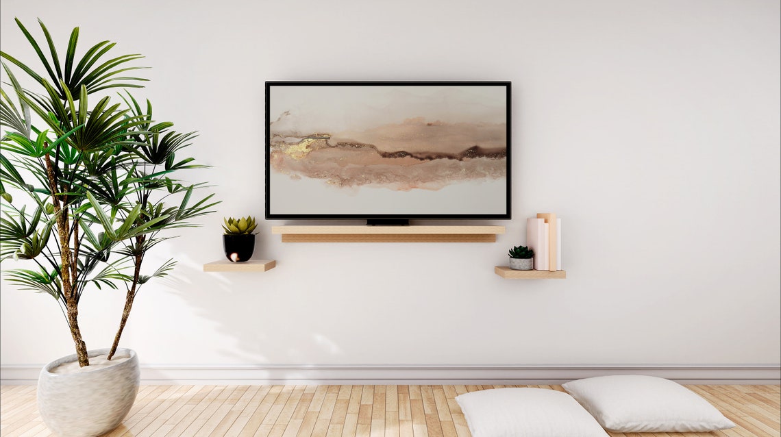 Champagne Gold Abstract Watercolor Dreamy Landscape Art Poster - Image 2