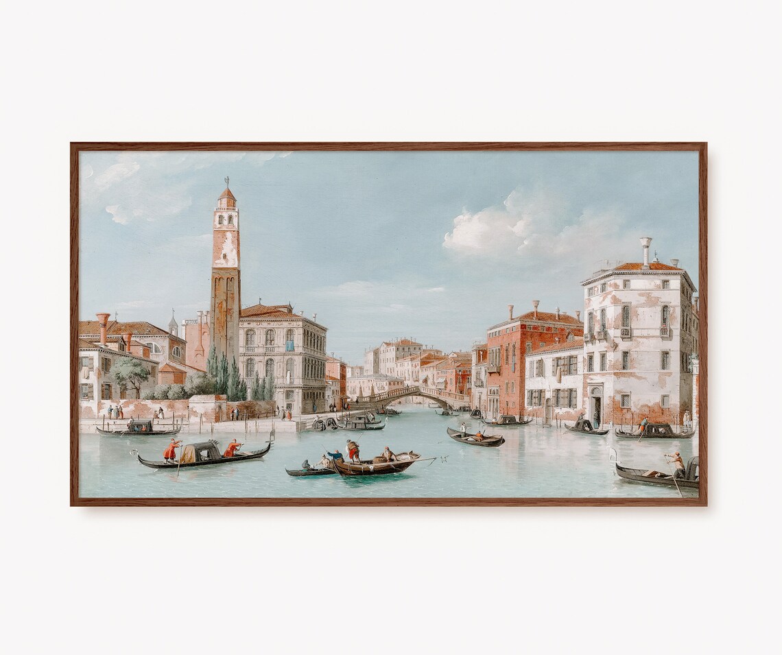 Venice Grand Canal Gondolas Vintage Italian Painting Art Poster