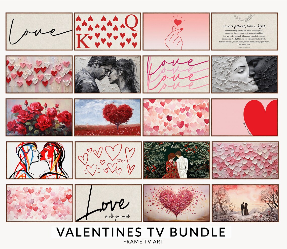 Valentine Hearts Textured Valentine Art Print - Image 2