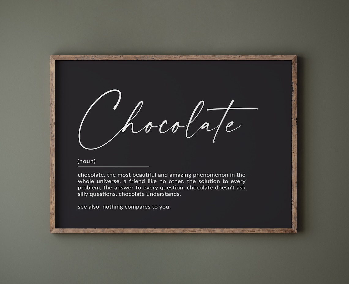Chocolate Definition Art Print, Kitchen Wall Decor