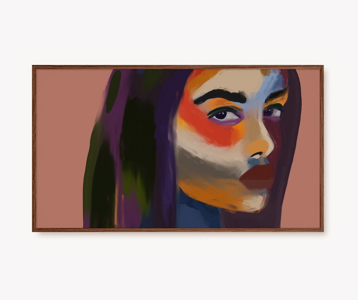 Frame Tv Art Modern Colorful Trendy Painting Abstract Woman Feminine Wall Prints Multicoloured Boho Decor