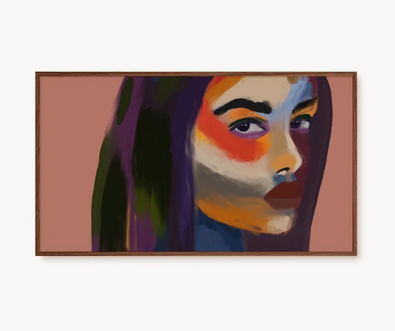 Frame Tv Art Modern Colorful Trendy Painting Abstract Woman Feminine Wall Prints Multicoloured Boho Decor