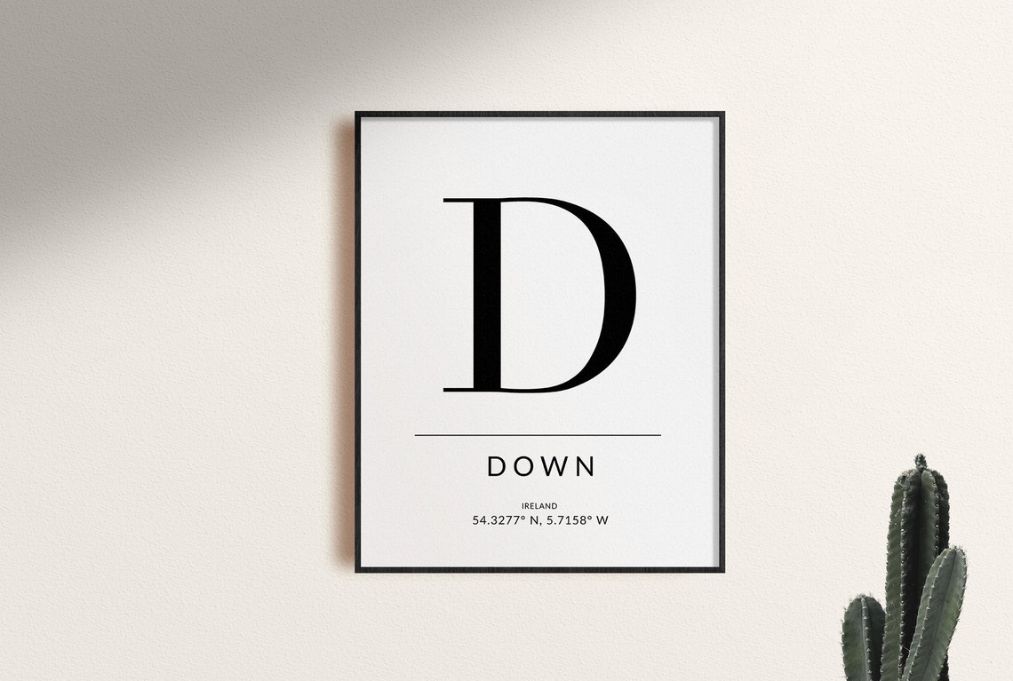 County Down Ireland Letter D GPS Coordinates Location Art Poster - Image 2