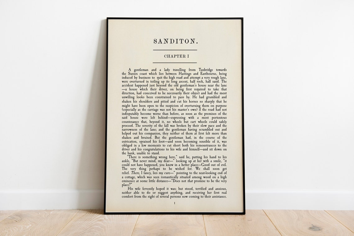 Jane Austen Sanditon Chapter One Book Page Literary Text Poster - Image 2