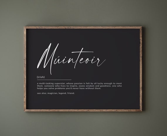 Minteoir Definition Print, Irish Teacher Gift