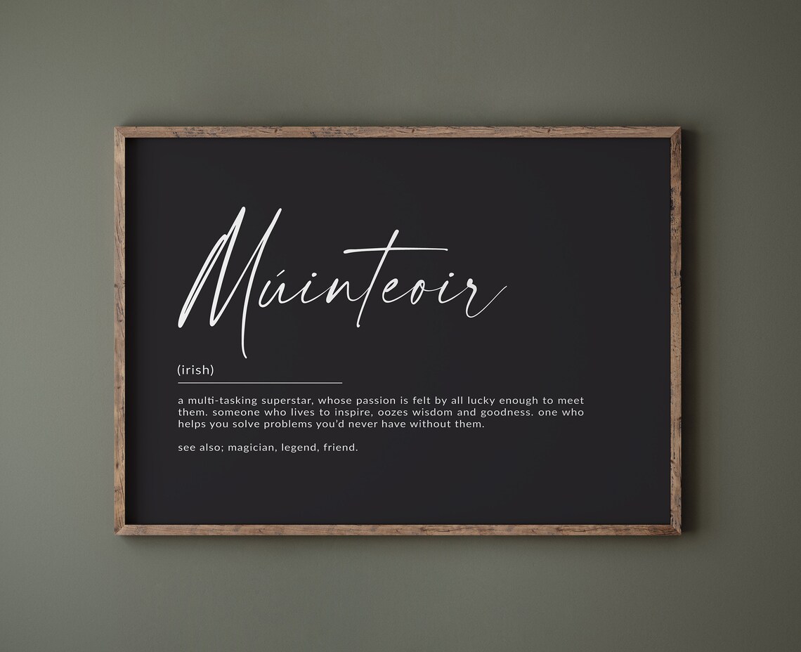 Minteoir Definition Print, Irish Teacher Gift