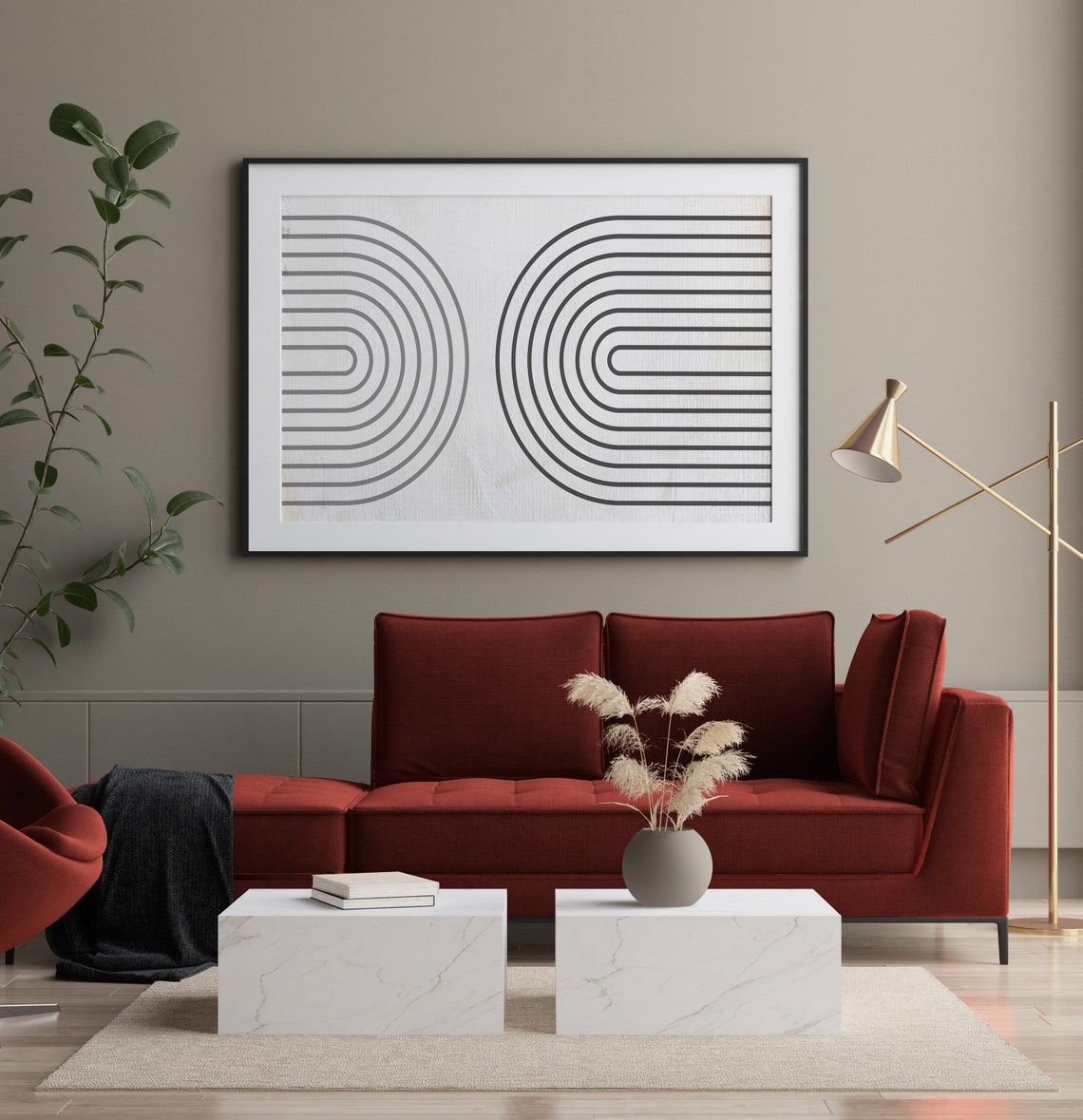 Black and White Minimalist Arc Lines Geometric Modern Poster - Image 2