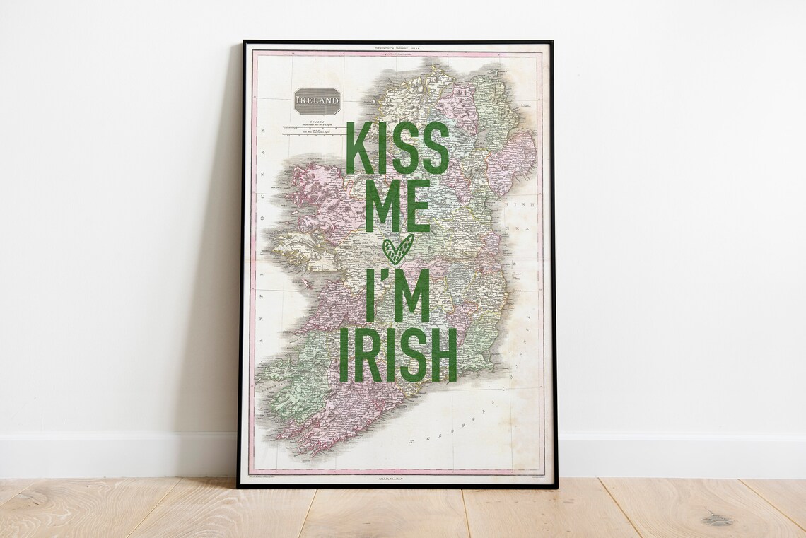 Kiss Me I'm Irish Vintage Ireland Map St Patrick's Day Poster