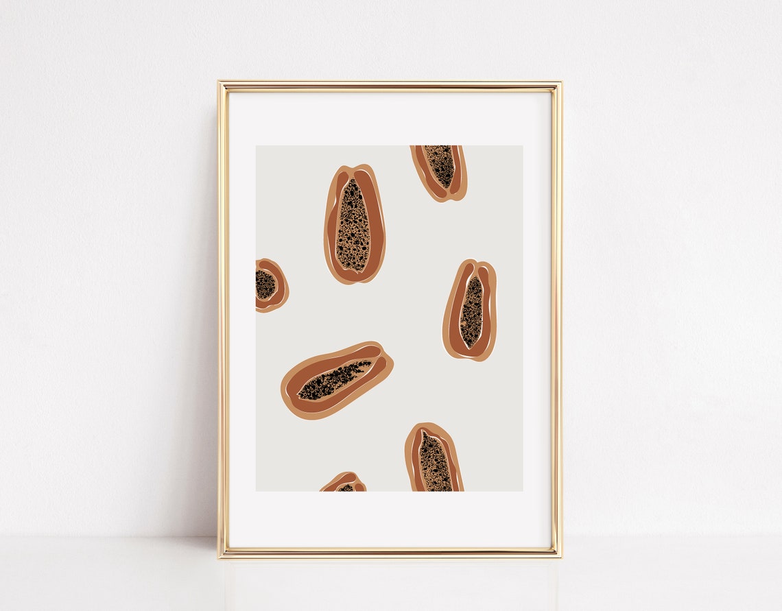 Abstract Papaya Slices Modern Fruit Kitchen Wall Decor Poster