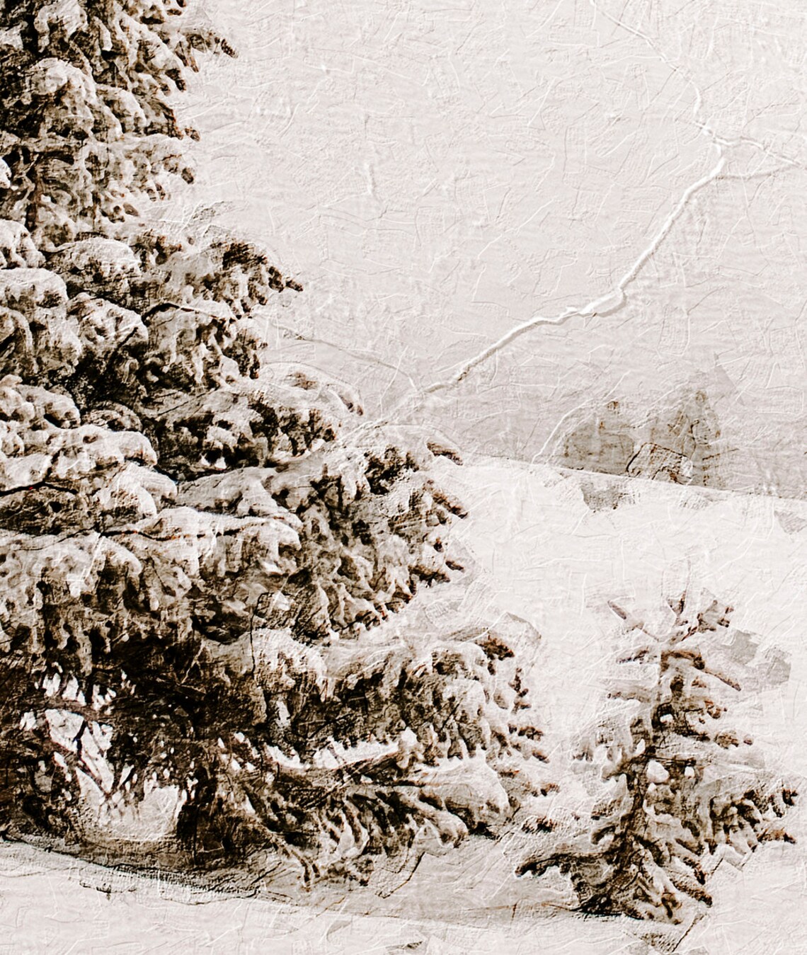 Christmas Winter Landscape Art Print, Farmhouse Decor - Image 2