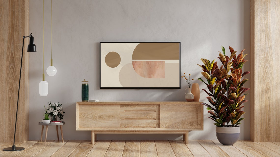 Neutral Abstract Geometric Beige Mid Century Modern Decor Poster - Image 3