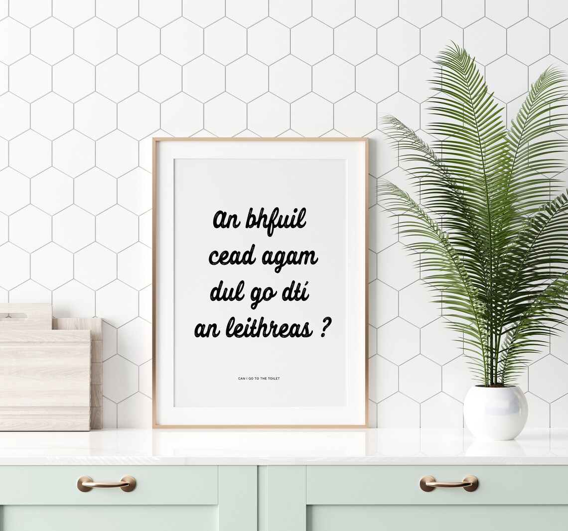 An Bhfuil Cead Agam Funny Irish Bathroom Art Print - Image 2