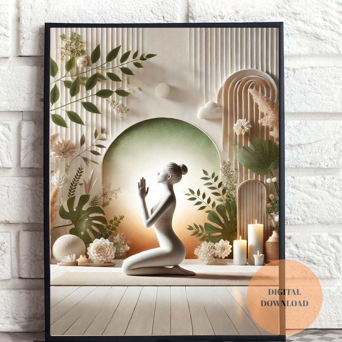 Thankfulness Yoga Art, Minimalist Meditation Print