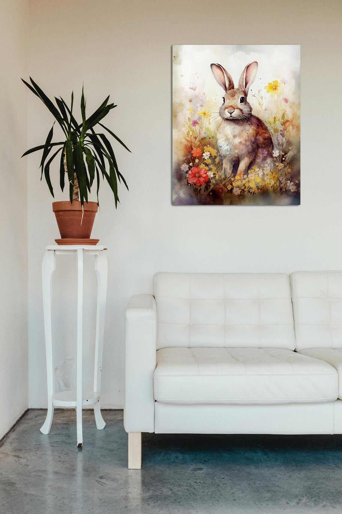 Delicate Watercolor Bunny Rabbit in a Meadow of Wildflowers Poster - Image 8