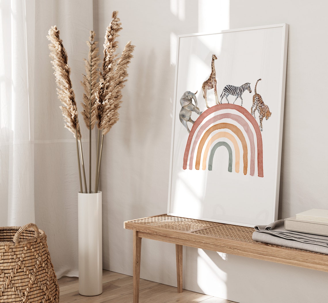 Rainbow Safari Nursery Art Print - Image 3