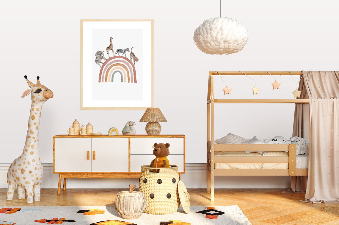 Rainbow Safari Nursery Art Print - Image 2