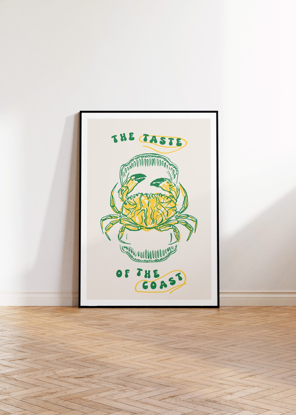 The Taste of the Coast Crab Line Art Coastal Kitchen Art Poster - Image 2