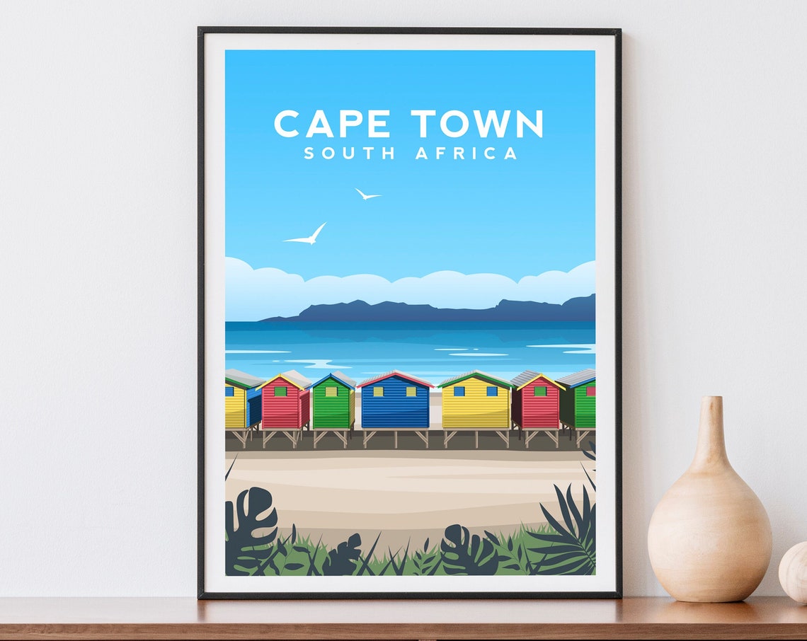 Cape Town Muizenberg Beach Huts Daytime South Africa Travel Poster - Image 2