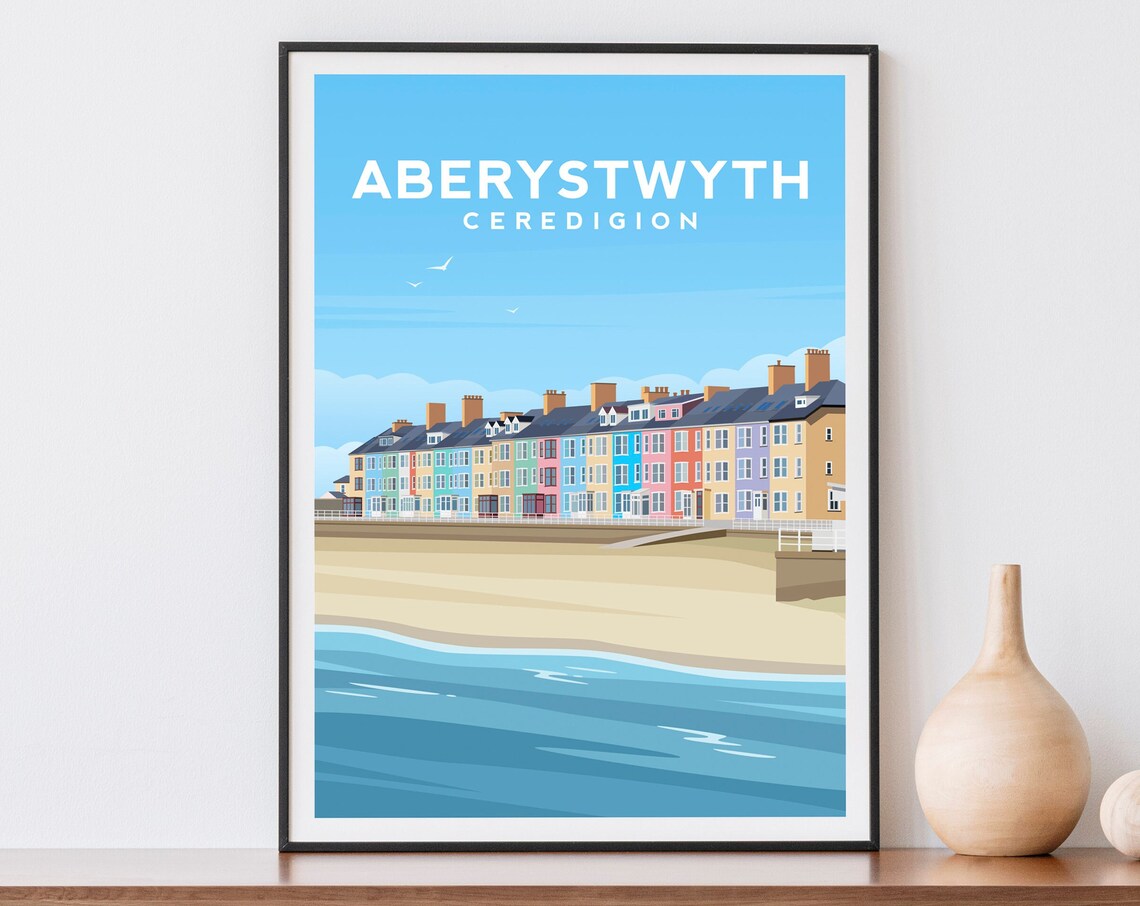 Aberystwyth Travel Poster, Wales Wall Art