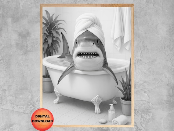 Black And White Bathtub Wall Art Print