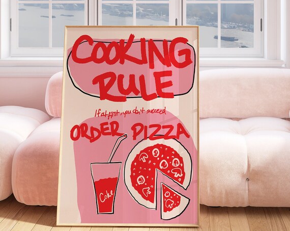 Aesthetic Kitchen Decor Cute Cooking Art Kitchen Wall Art Print Hand Drawn Retro Food Print Vintage Food Poster Chef Art Print