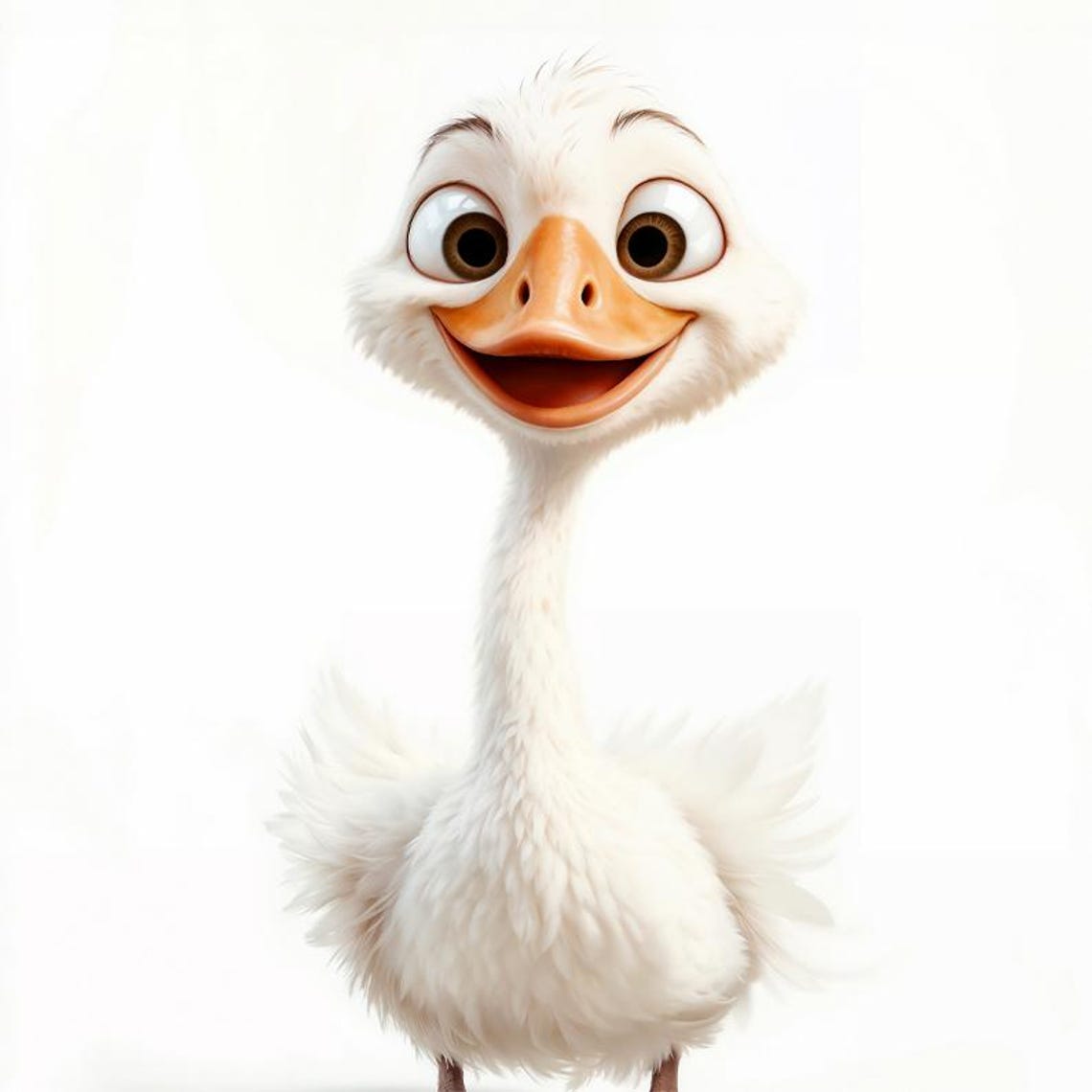 Happy White Duck with Orange Bill Cute Farm Animal Nursery Poster