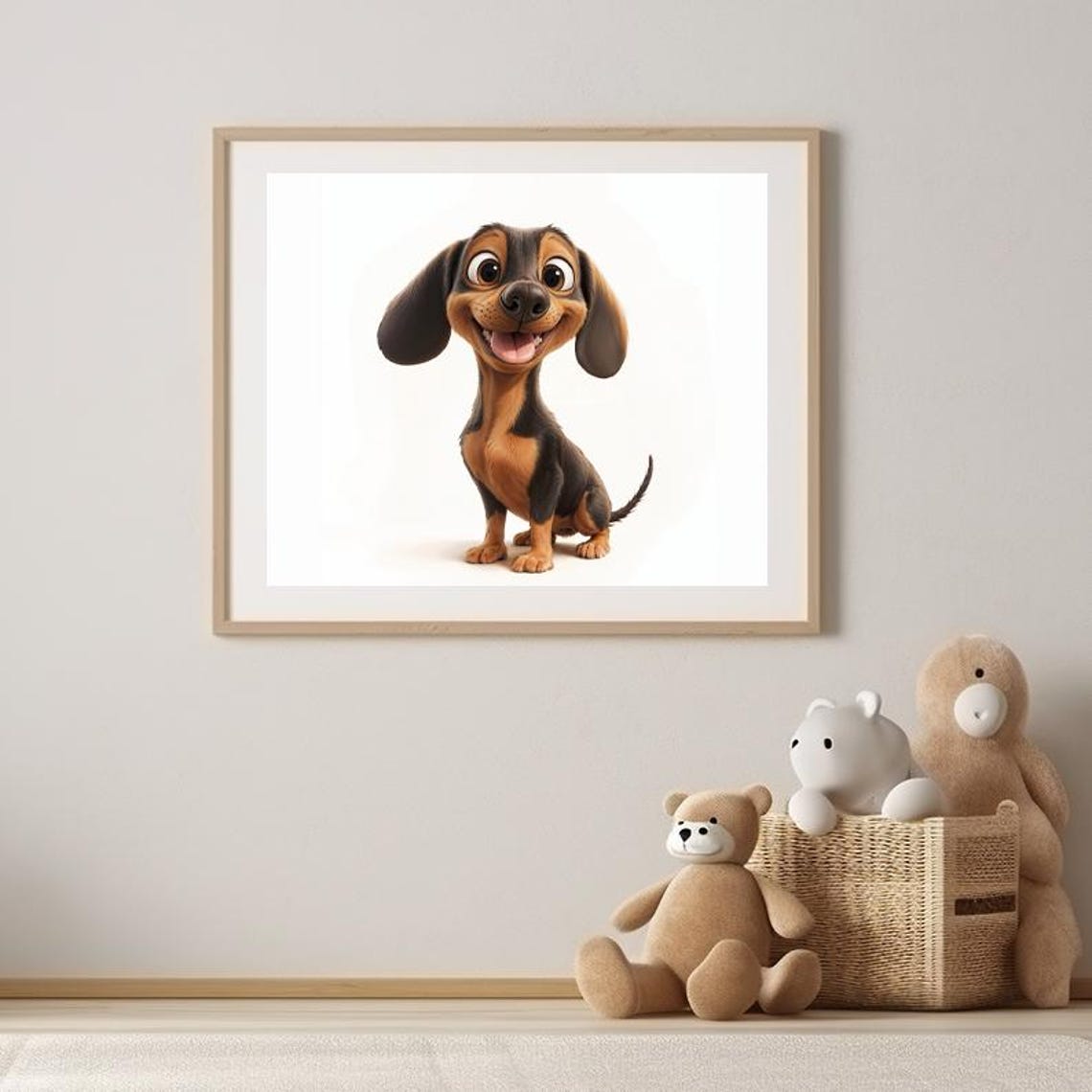 Smiling Dachshund Puppy with Long Floppy Ears Nursery Poster - Image 3