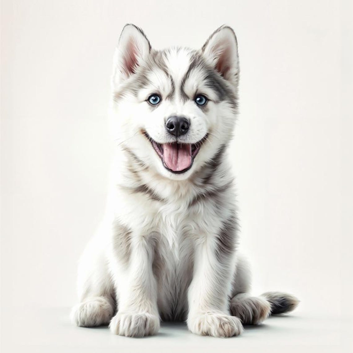 Happy Husky Puppy with Bright Blue Eyes Cute Dog Nursery Poster