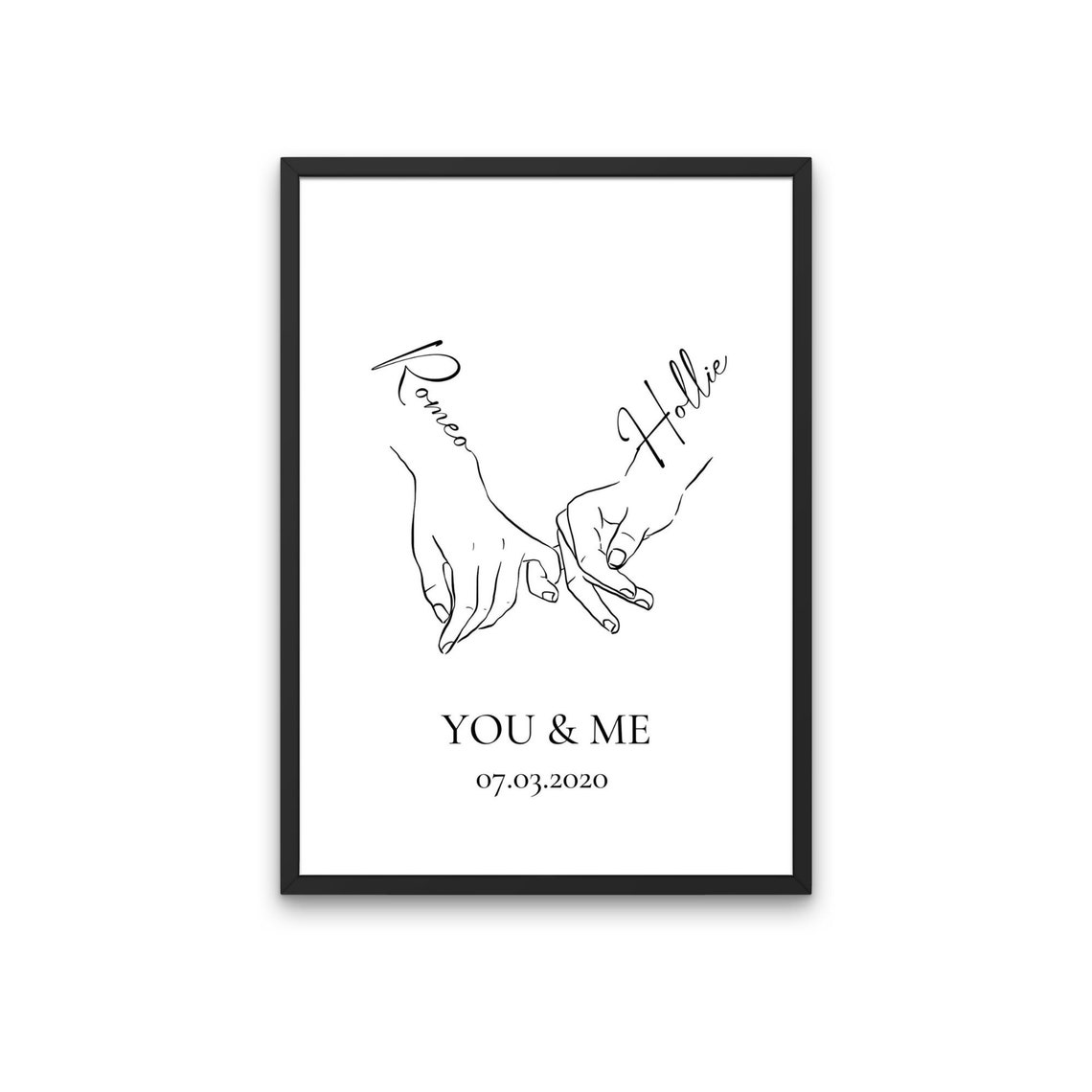 You And Me Romeo Hollie Couples Line Art Personalised Poster - Image 2