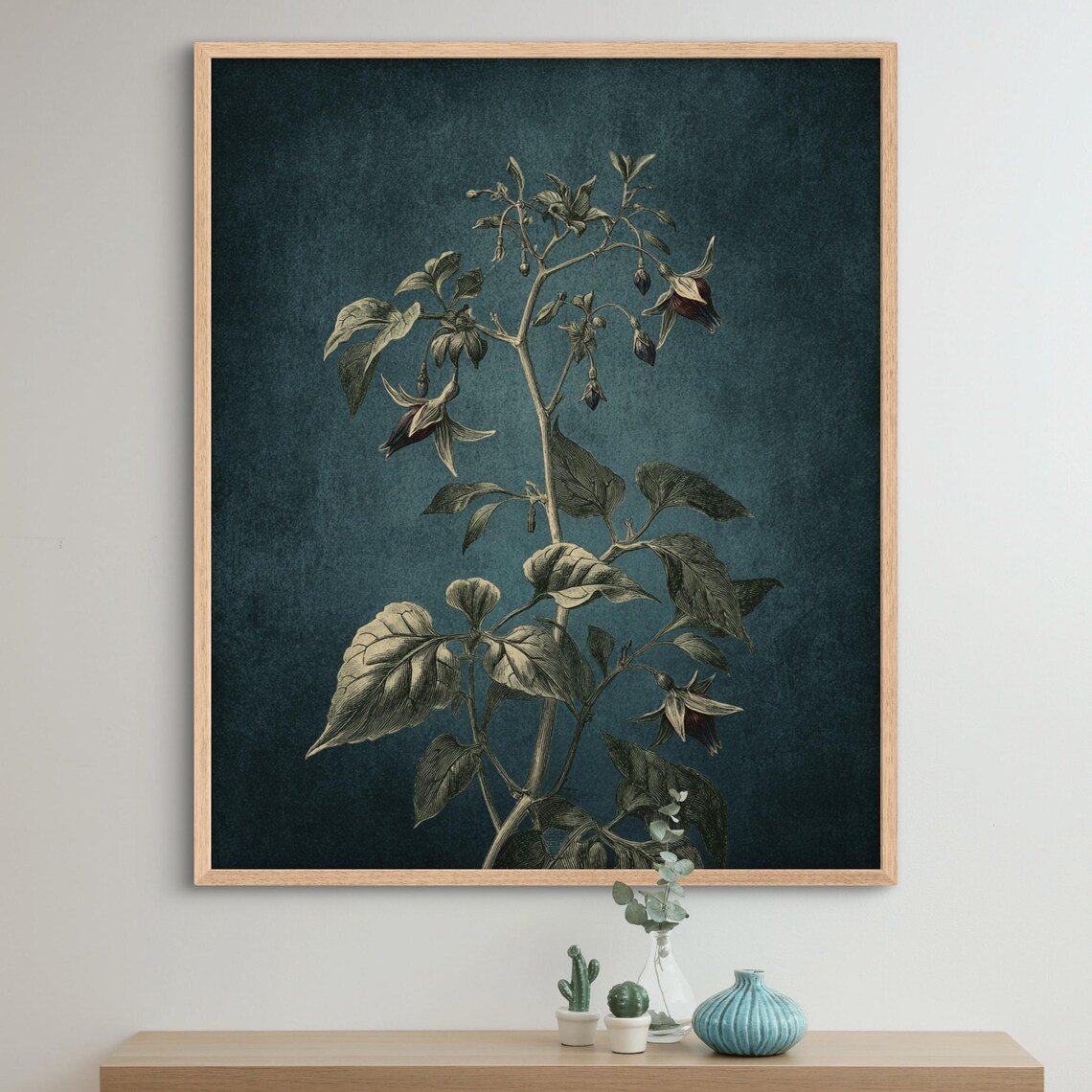 Moody Vintage Nightshade Botanical Illustration Dark Wall Art