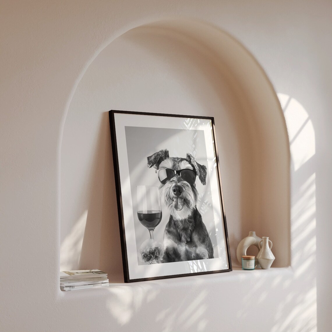 Miniature Schnauzer Holding Red Wine, Funny Dog Poster - Image 4