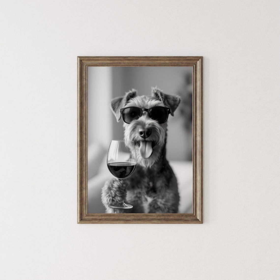 Airedale Terrier Drinking Wine Sunglasses Funny Dog Portrait Print - Image 2