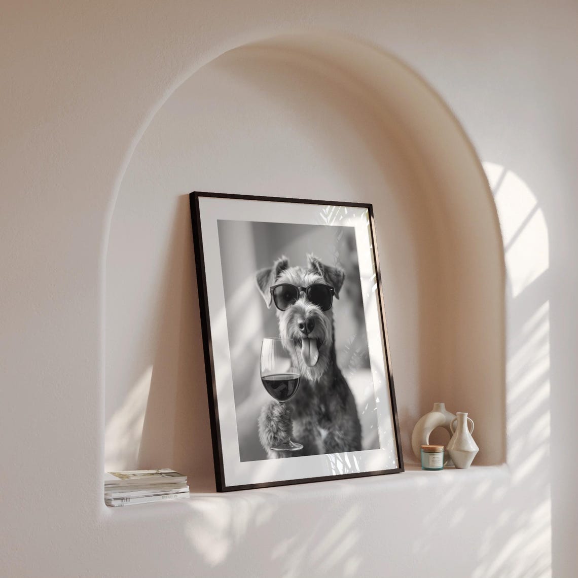 Airedale Terrier Drinking Wine Sunglasses Funny Dog Portrait Print - Image 4