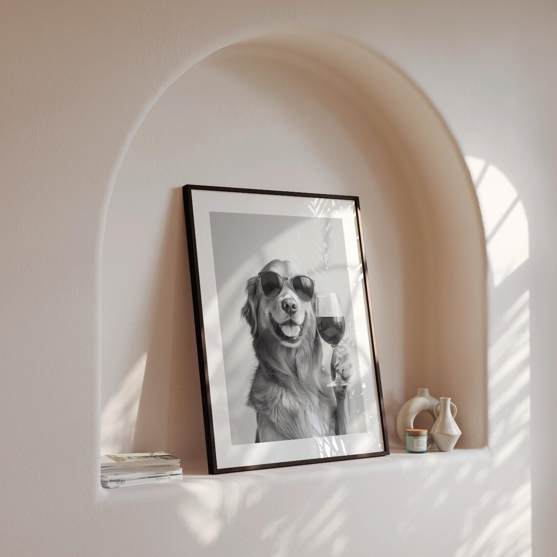 Golden Retriever Drinking Red Wine Art Print, Funny Dog - Image 4