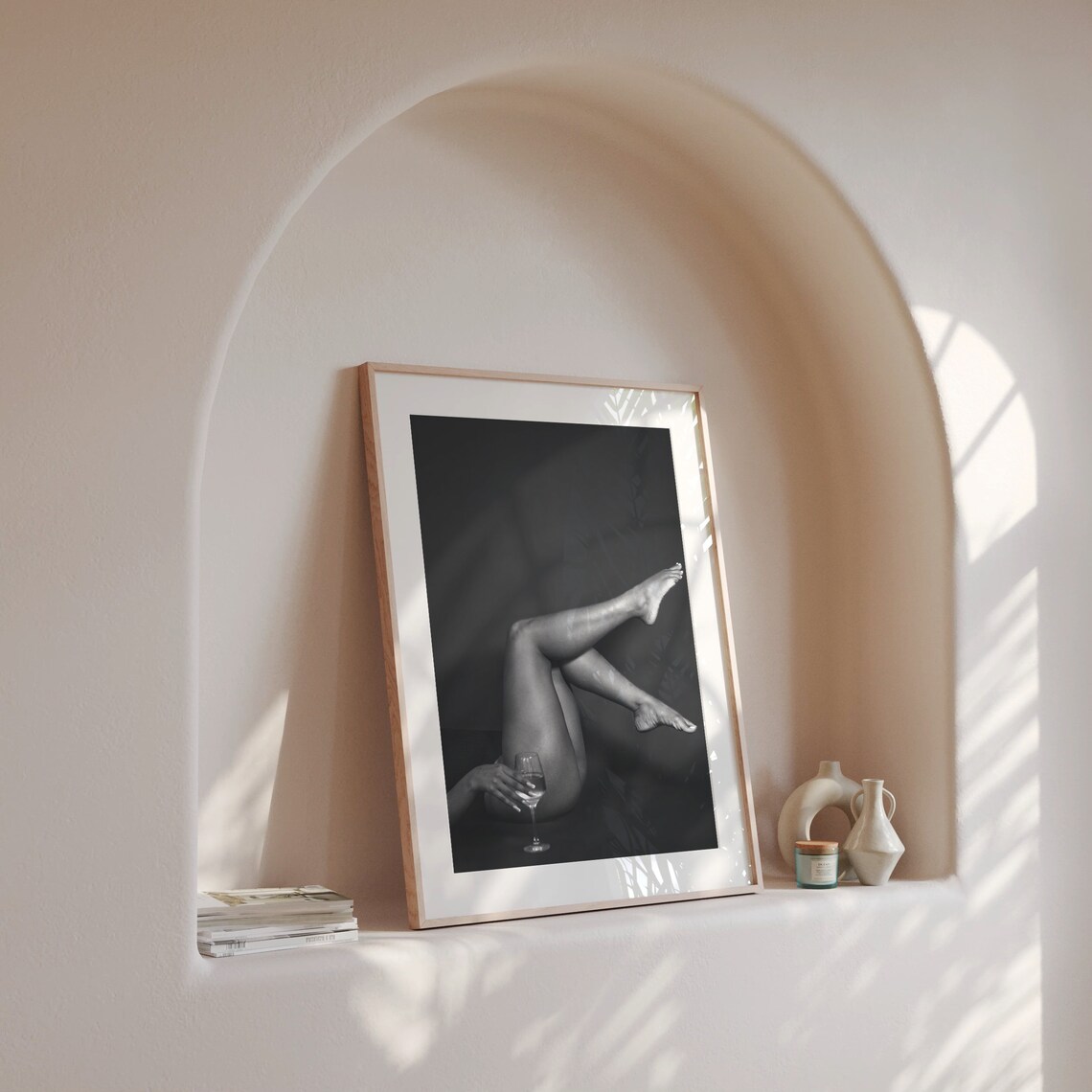Woman Lying Down With Wine Glass, Retro Style Art Print - Image 3