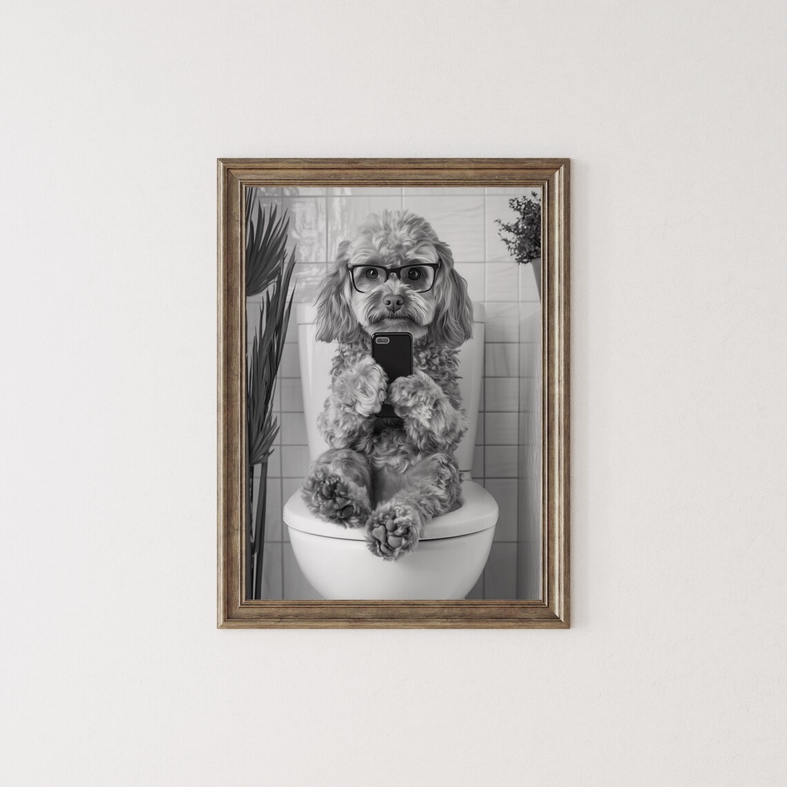 Cavapoo Sitting On Toilet, Funny Bathroom Wall Art - Image 2