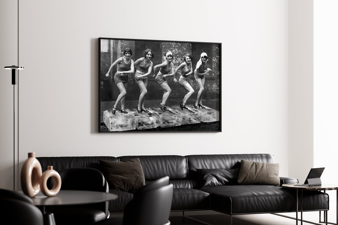 Vintage Women Dancing On Ice Charleston Art Print - Image 2