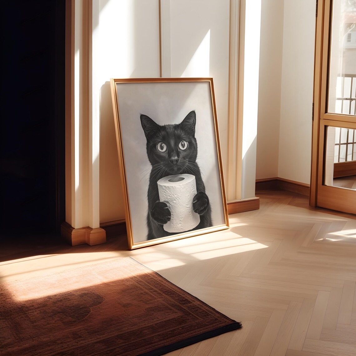 Black Cat Bathroom Print, Funny Bathroom Decor - Image 2