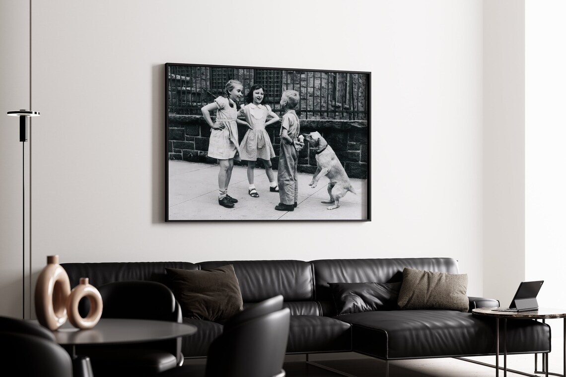 Vintage 1950s Kids Sharing Ice Cream With Dog Retro Photo Poster - Image 4