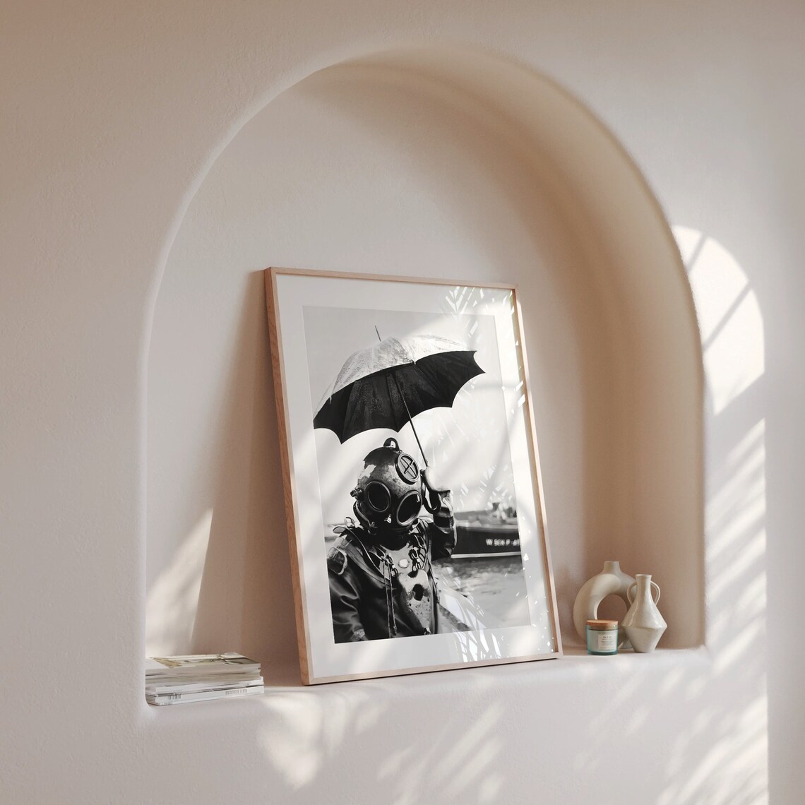 Deep Sea Diver Holding Umbrella, Vintage Paris Poster - Image 3